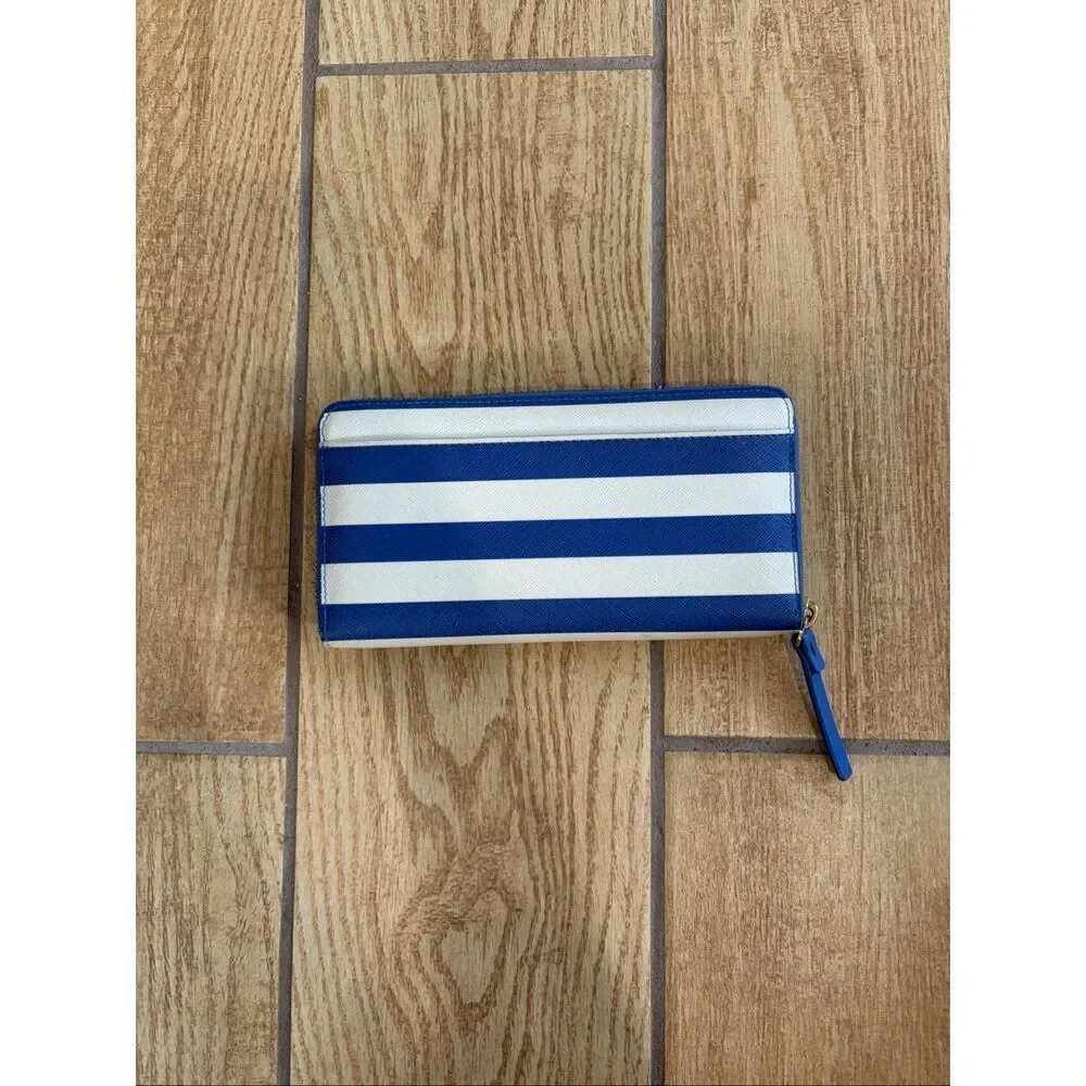 Kate Spade Make a Splash Neda Wallet Blue Stripe Sunglasses Zip Around Clutch
